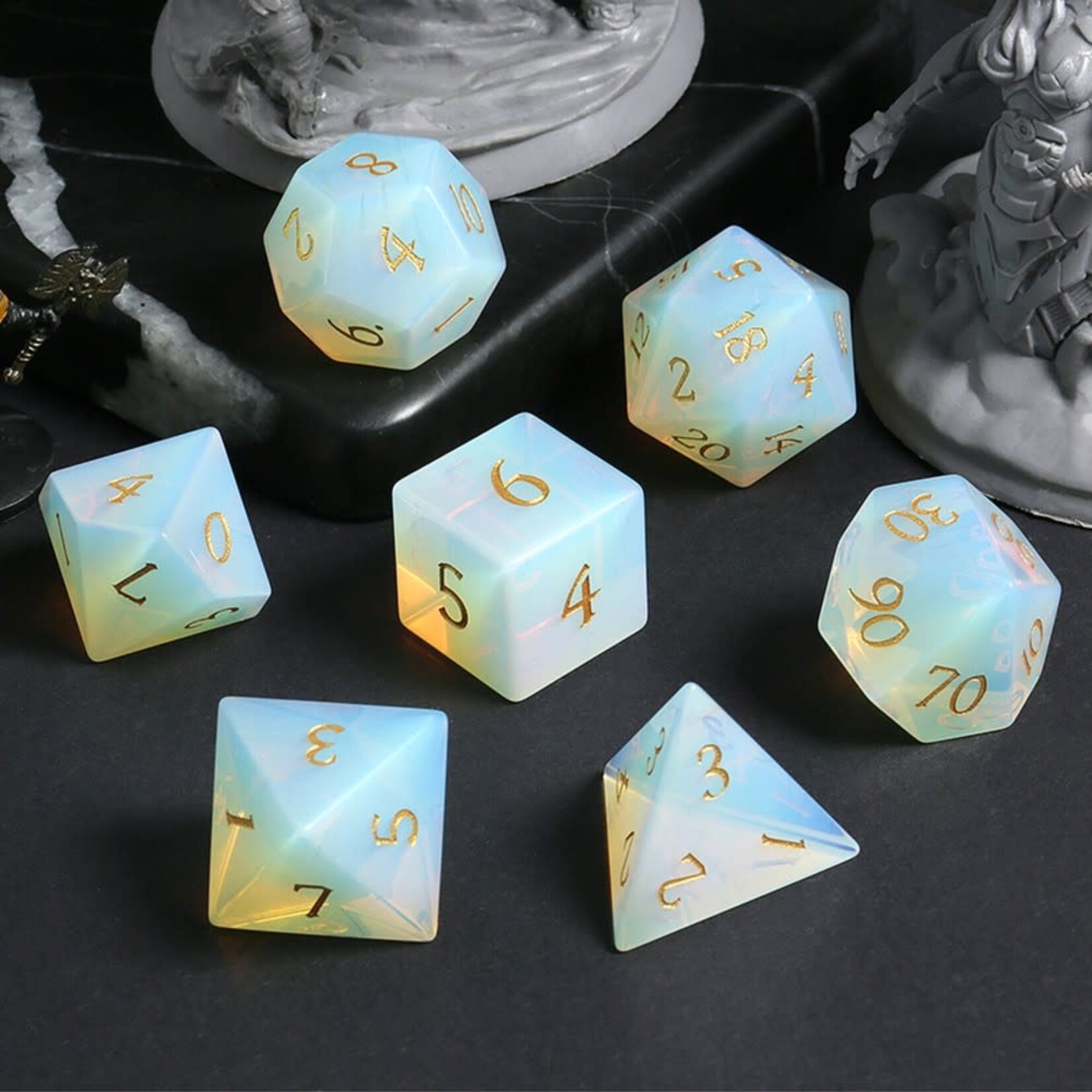 Dice Habit Gemstone Opalite Synthetic Polyhedral 7 die set