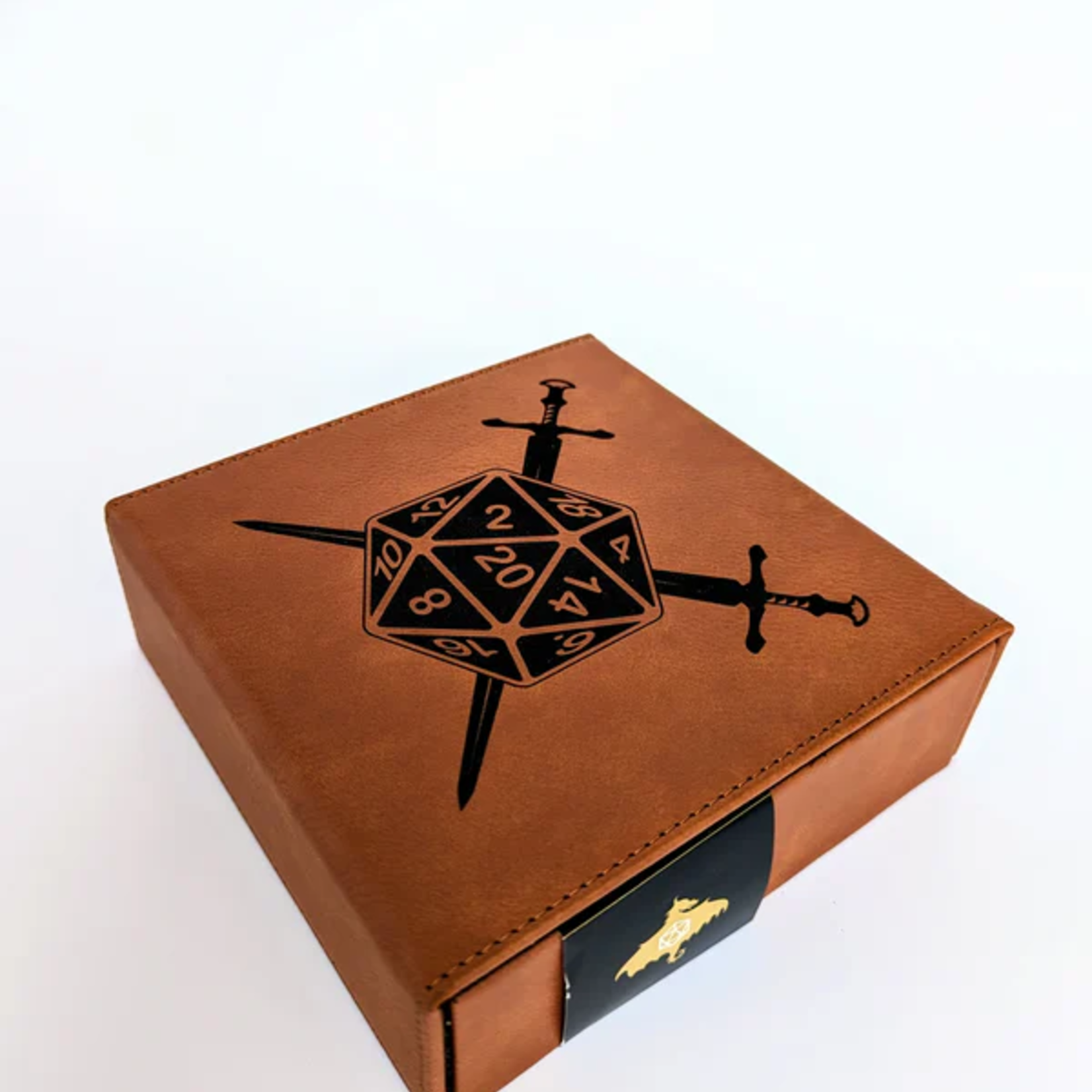 Ember Glow Ember Glow Vegan Leather Dice Box D20 Swords Chestnut