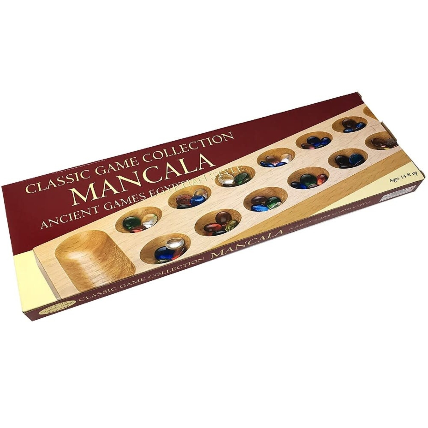 John Hansen Mancala Deluxe Wood with Glass Beads Classic Game Collection
