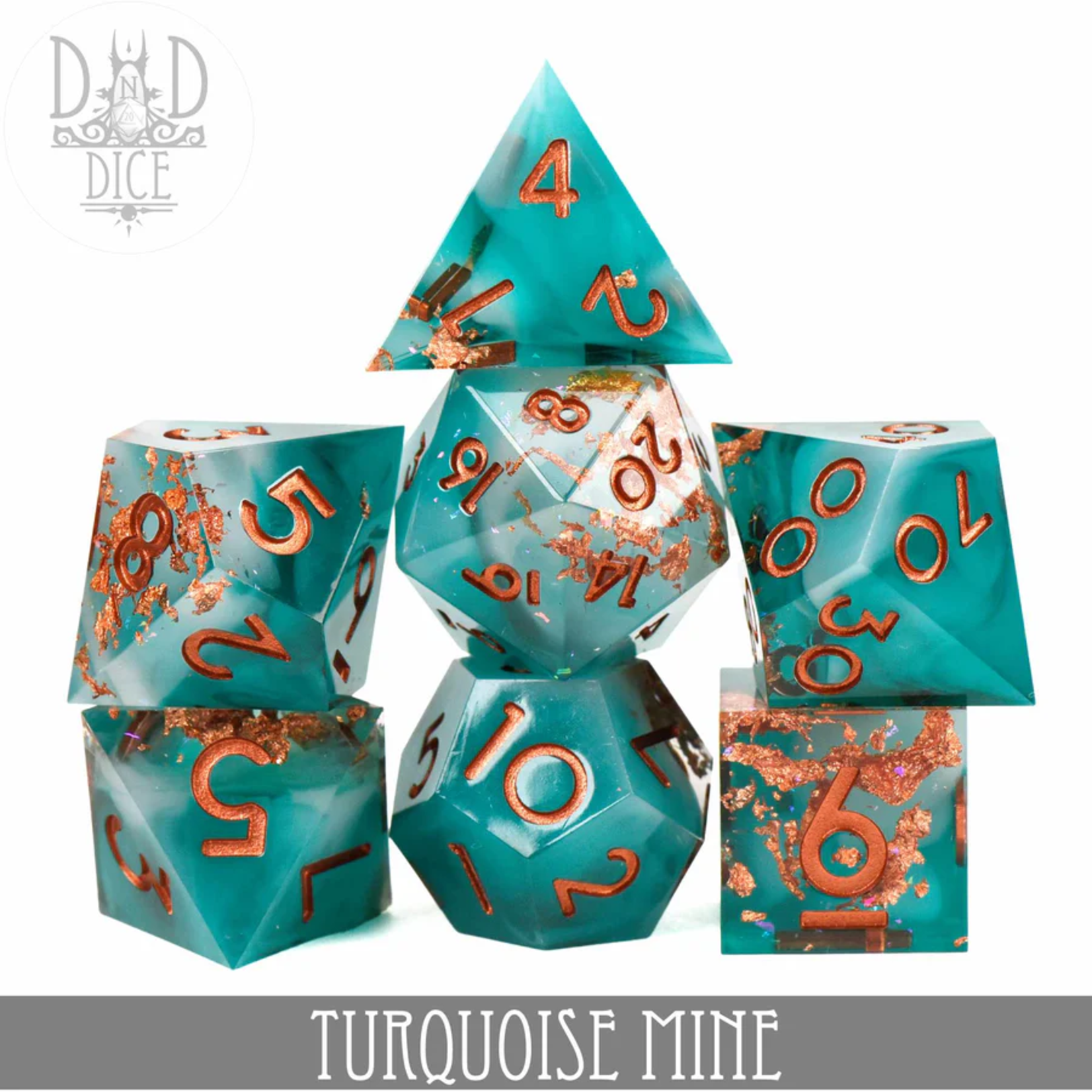 DND Dice DND Dice Handmade Turquoise Mine Polyhedral 7 die set
