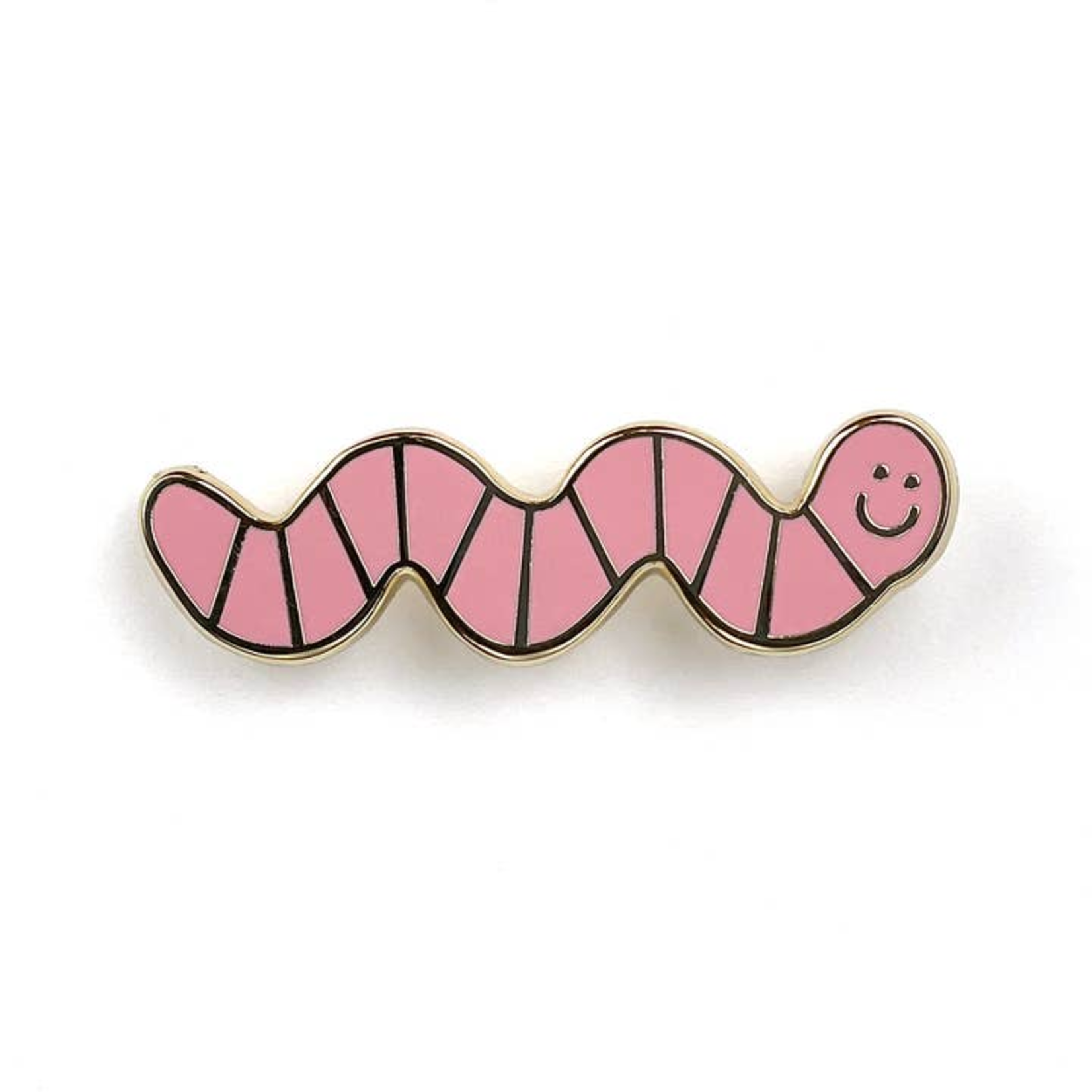 Smarty Pants Paper Light Pink Gold Metal Worm Lapel Enamel Pin
