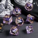 Dice Habit Sharp Edge Dragon Eye Purple Polyhedral 7 die set