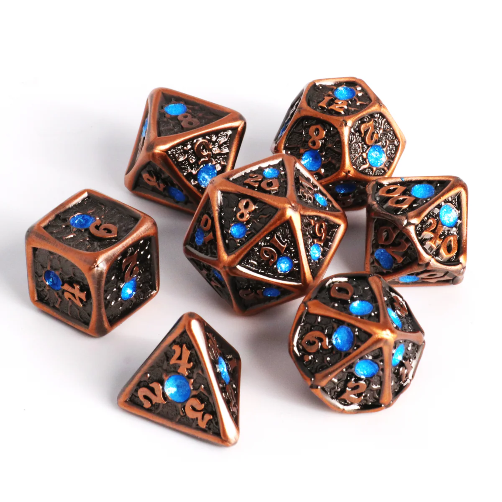 Die Hard Moonshatter Copper w/ Blue Metal Polyhedral 7 die set
