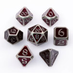 Die Hard Drakona Gemtooth Tekalion Silver w/ Red Metal Polyhedral 7 die set