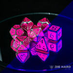 Die Hard AfterDark Drakona Aragonite Pink w/ Silver Metal Polyhedral 7 die set