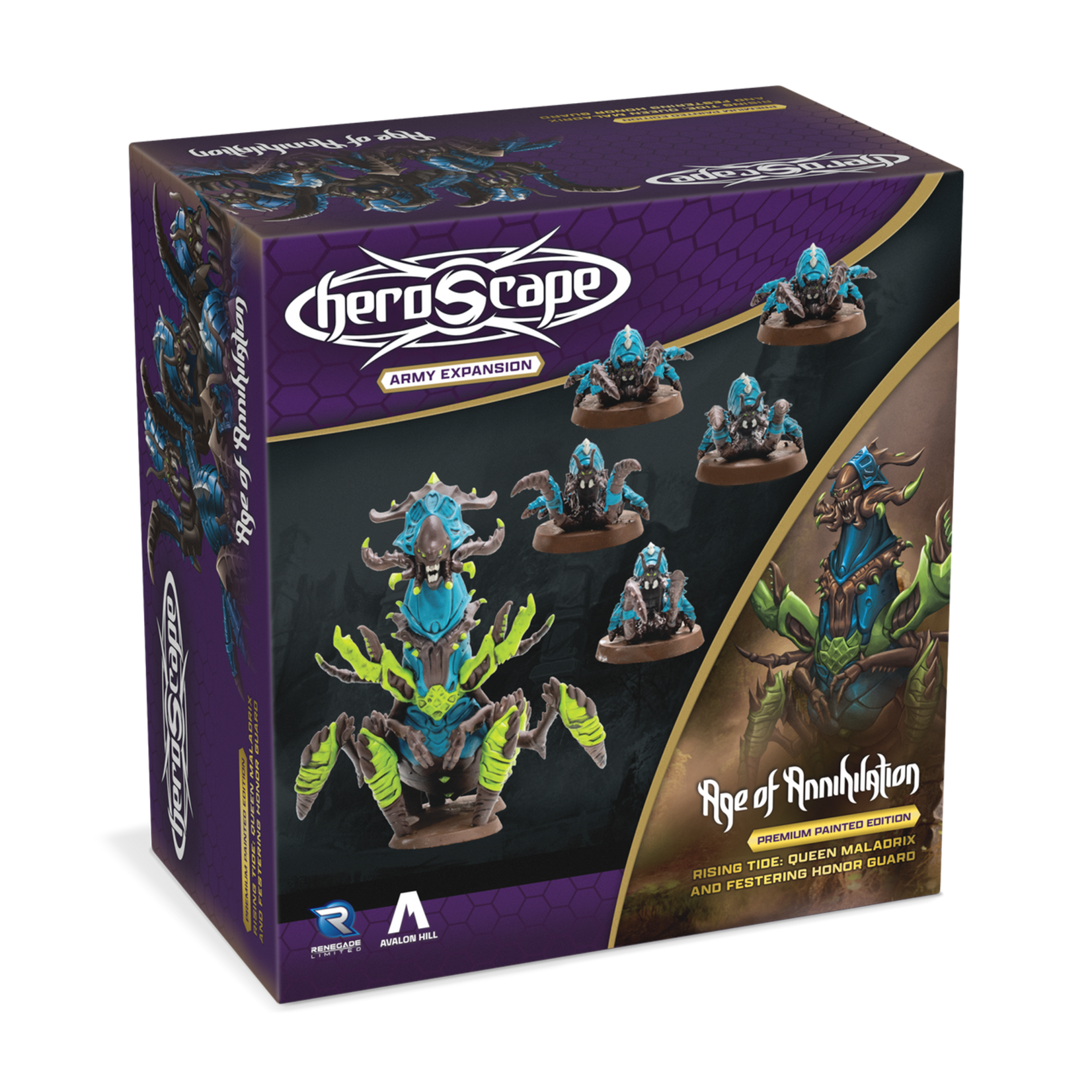 Renegade Game Studios Heroscape Rising Tide Queen Maladrix and Festering Honor Guard Army Expansion Premium Painted Edition