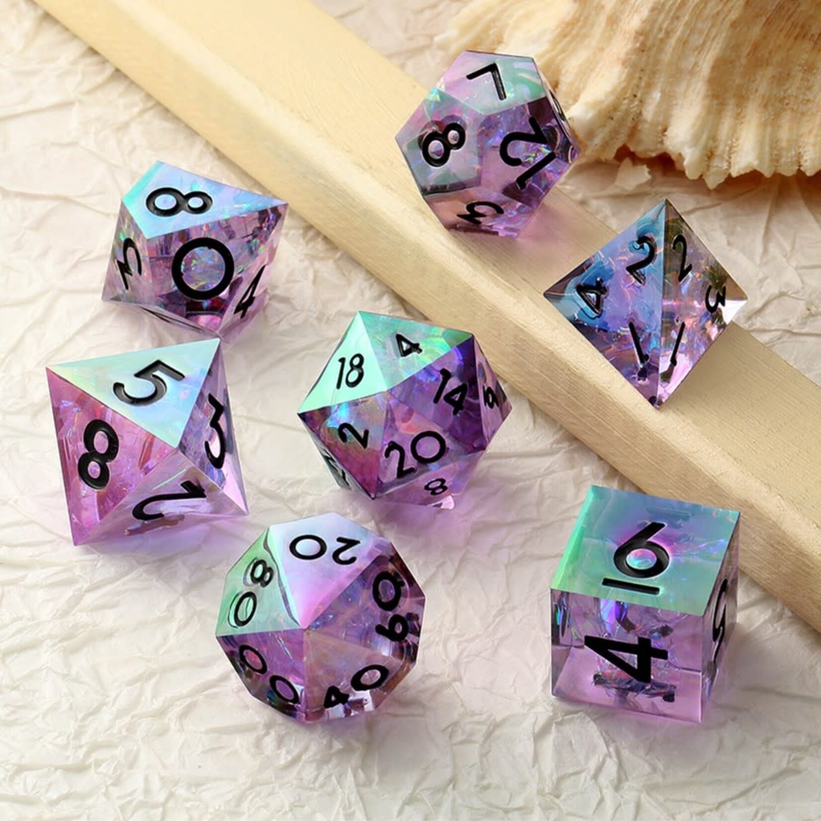 Dice Habit Sharp Edge Chromatic Midnight Polyhedral 7 die set