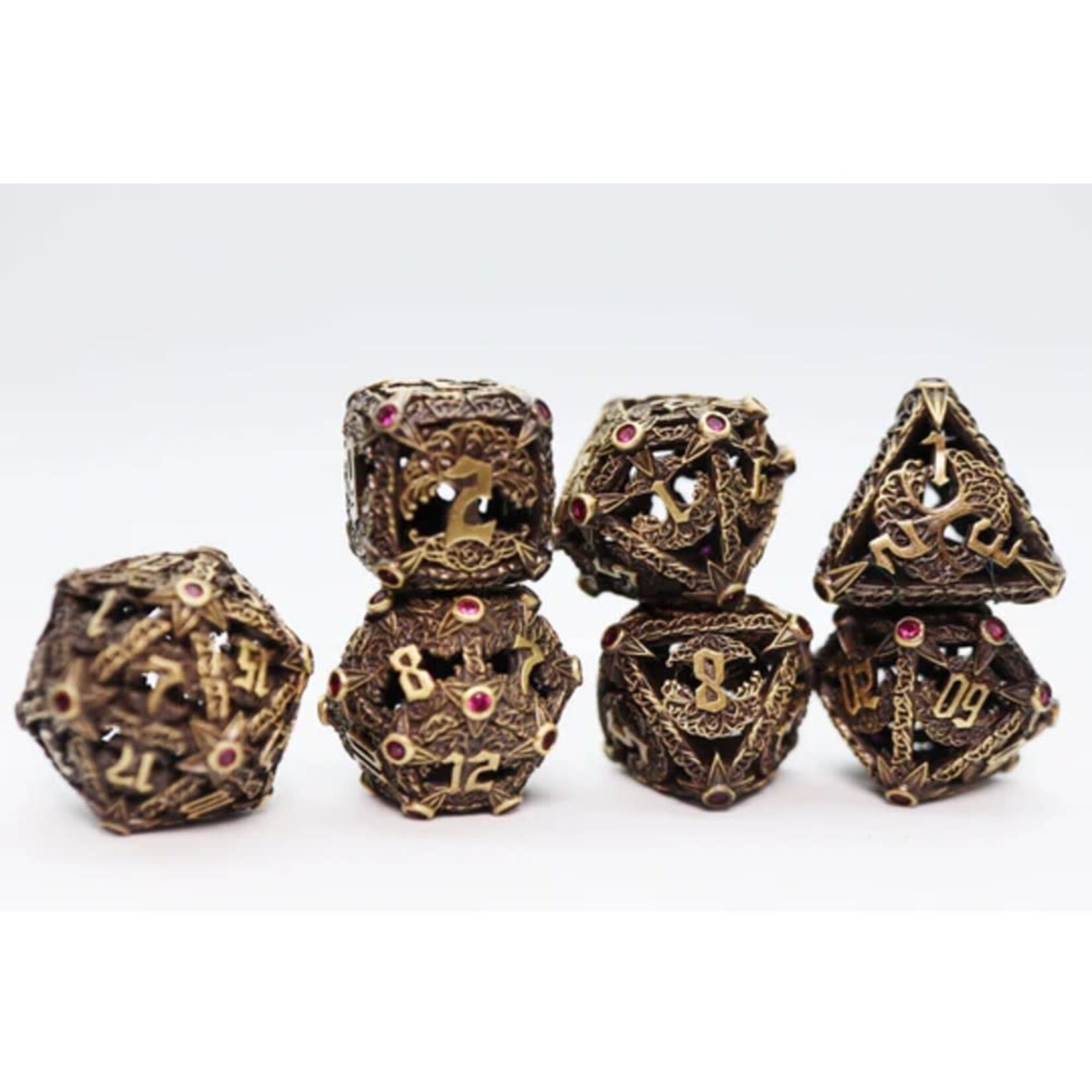 Foam Brain Games Trees of Virtue Tree of Compassion Hollow Metal RPG dice 7 die set