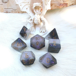 Fennek and Finch Light and Dark Black and White Frosted Polyhedral 7 die set