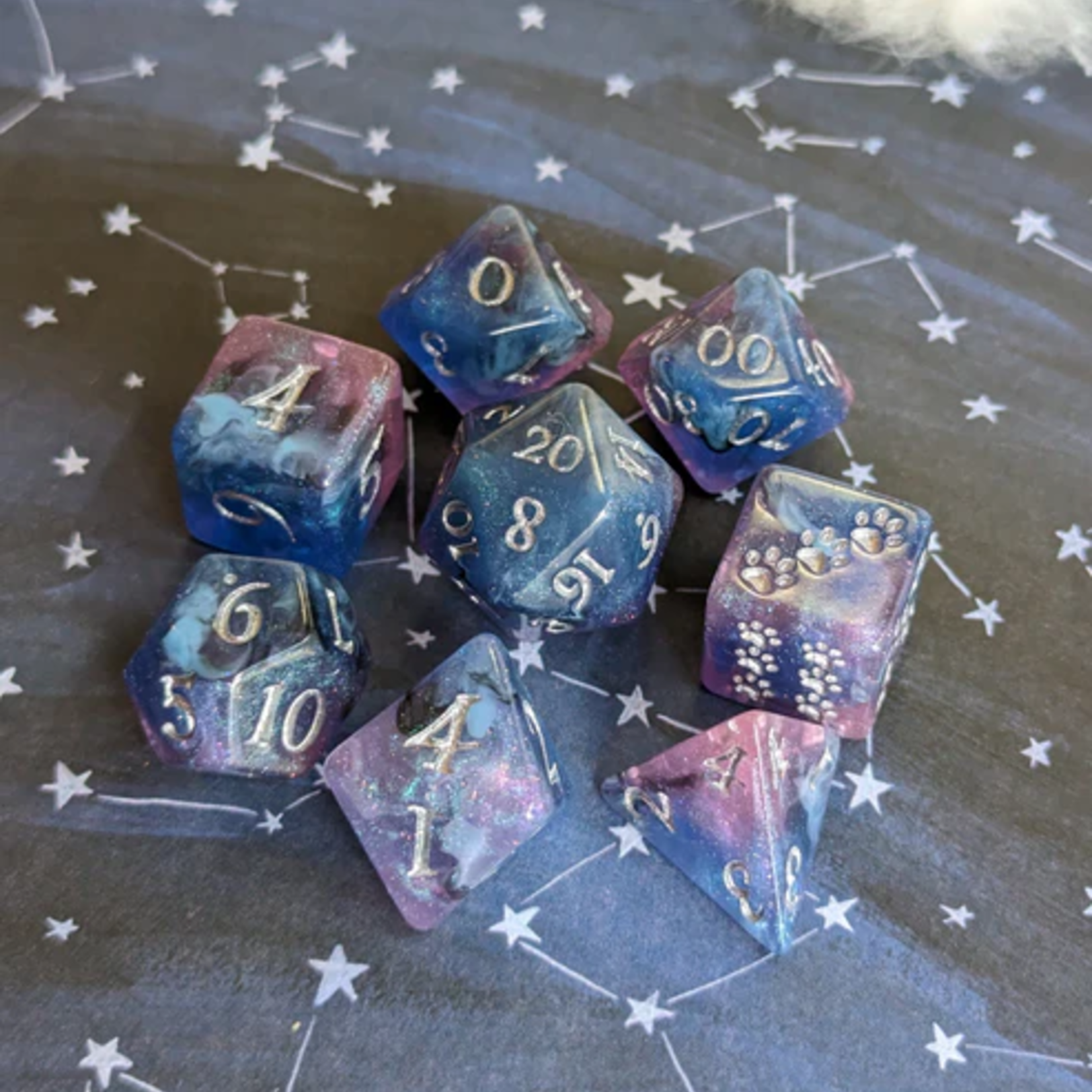 Fennek and Finch Unending Breath Blue Purple Micro Shimmer and Vapor Polyhedral 8 die set