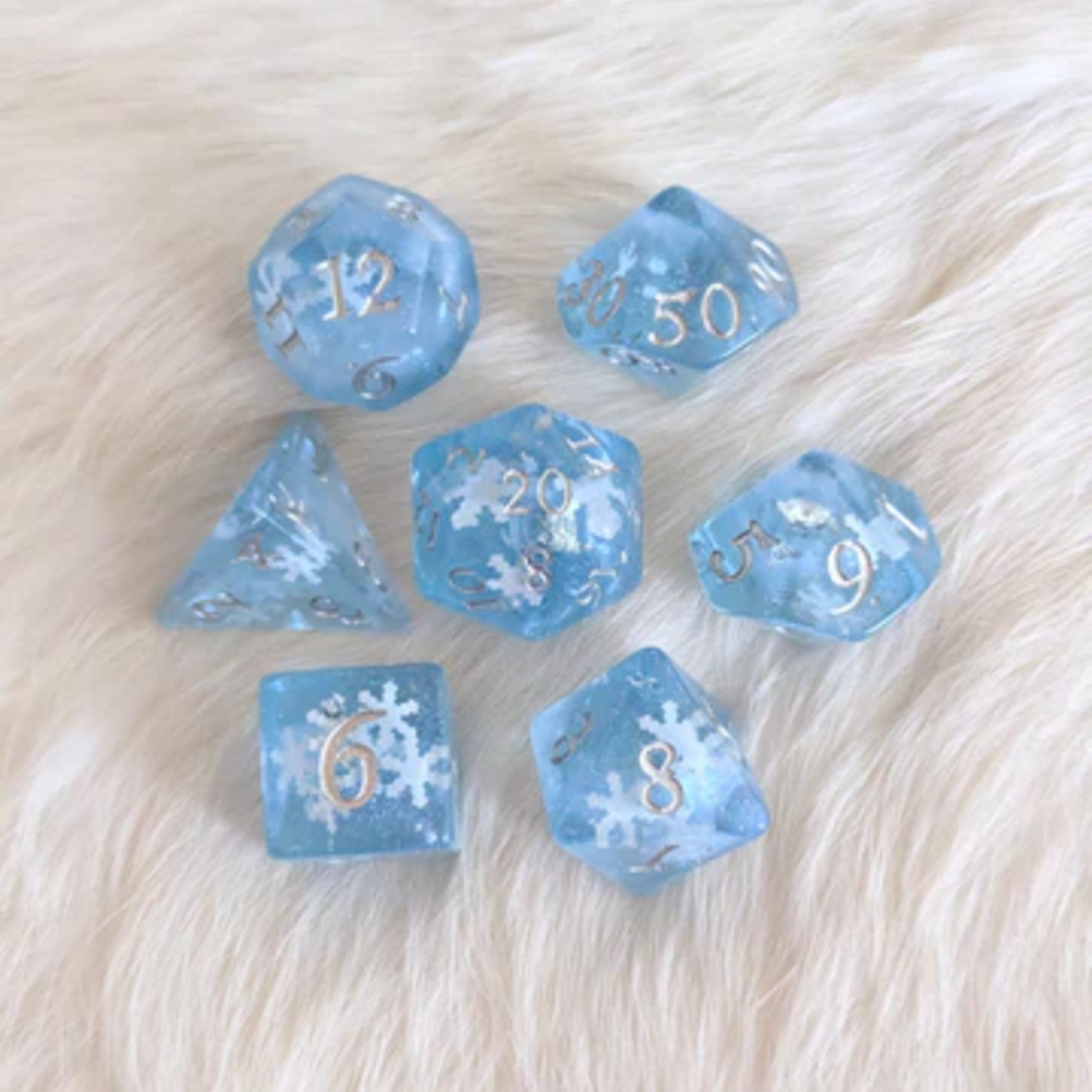 Fennek and Finch Snowfall Polyhedral 7 die set