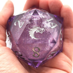 Old School Dice Old School Sharp Edged Liquid Infused Amethyst Fury 55 mm d20