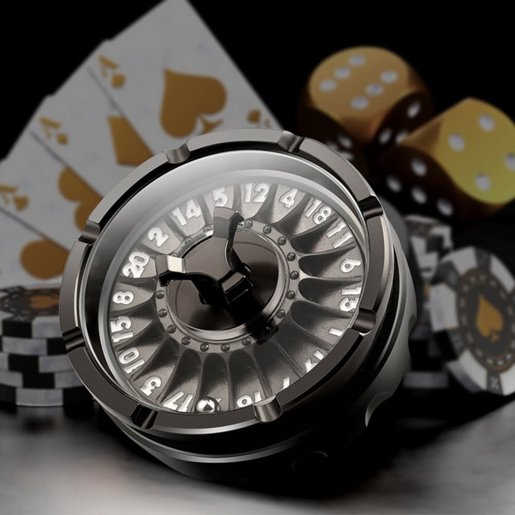 Dice Habit Roulette Dice d20 Gunmetal and White