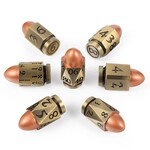Dice Habit Bullet Copper and Brass Metal and Enamel Polyhedral 7 die set
