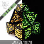 DND Dice DND Dice Jack O'Lantern Glow in the Dark Polyhedral 7 die set