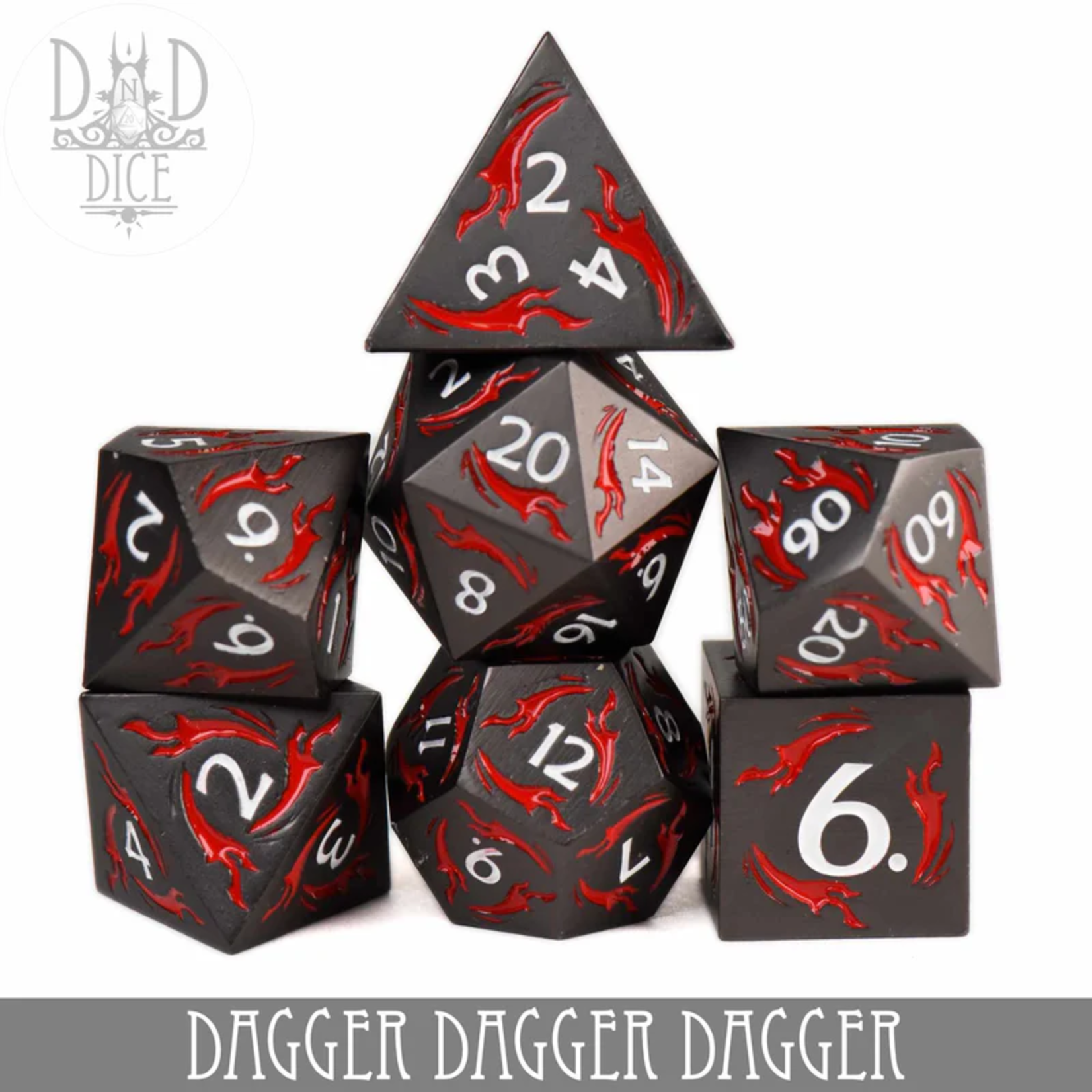DND Dice DND Dice Dagger Dagger Dagger Metal Polyhedral 7 die set