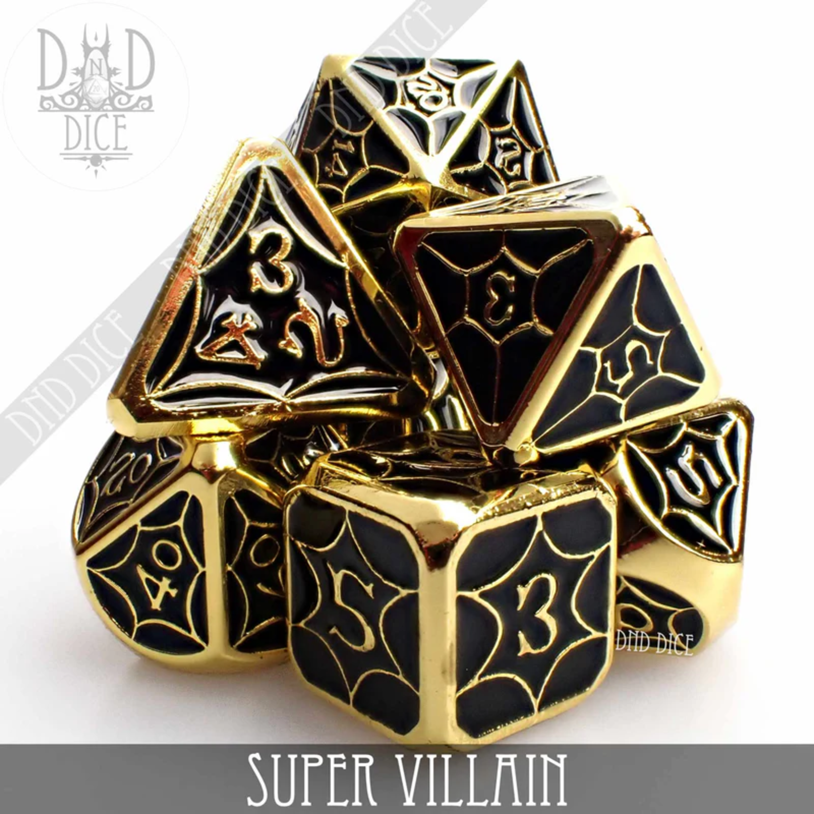 DND Dice DND Dice Super Villain Metal Polyhedral 7 die set