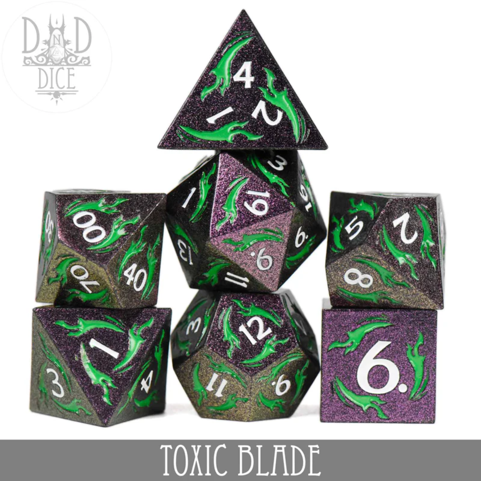 DND Dice DND Dice Toxic Blade Metal Polyhedral 7 die set