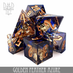 DND Dice DND Dice Golden Feather Azure Handmade Polyhedral 7 die set