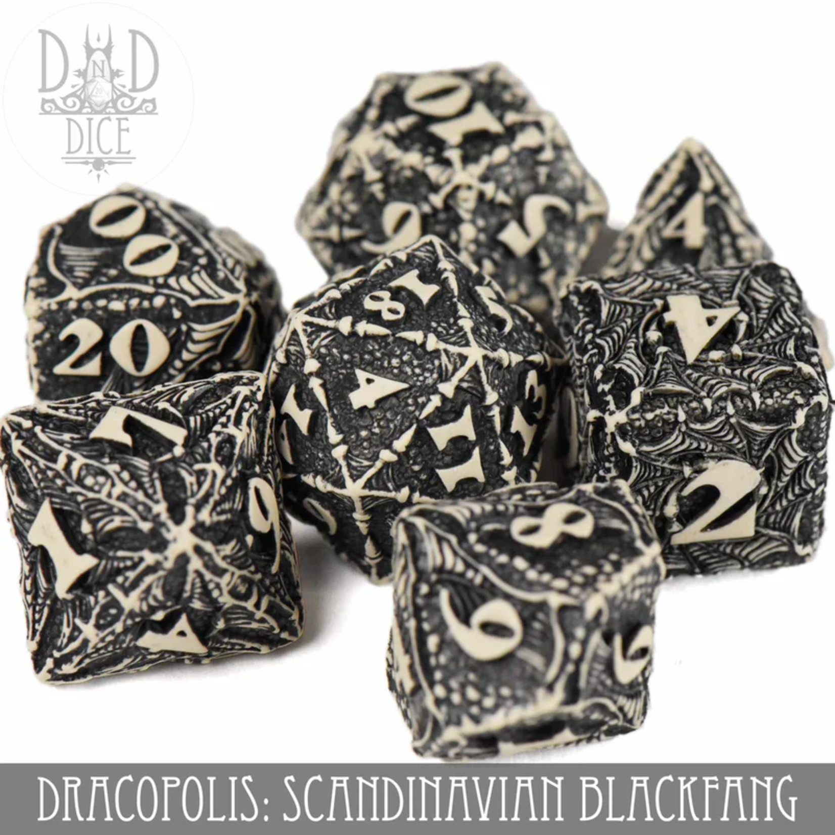 DND Dice DND Dice Dracopolis Scandinavian Blackfang Polyhedral 7 die set
