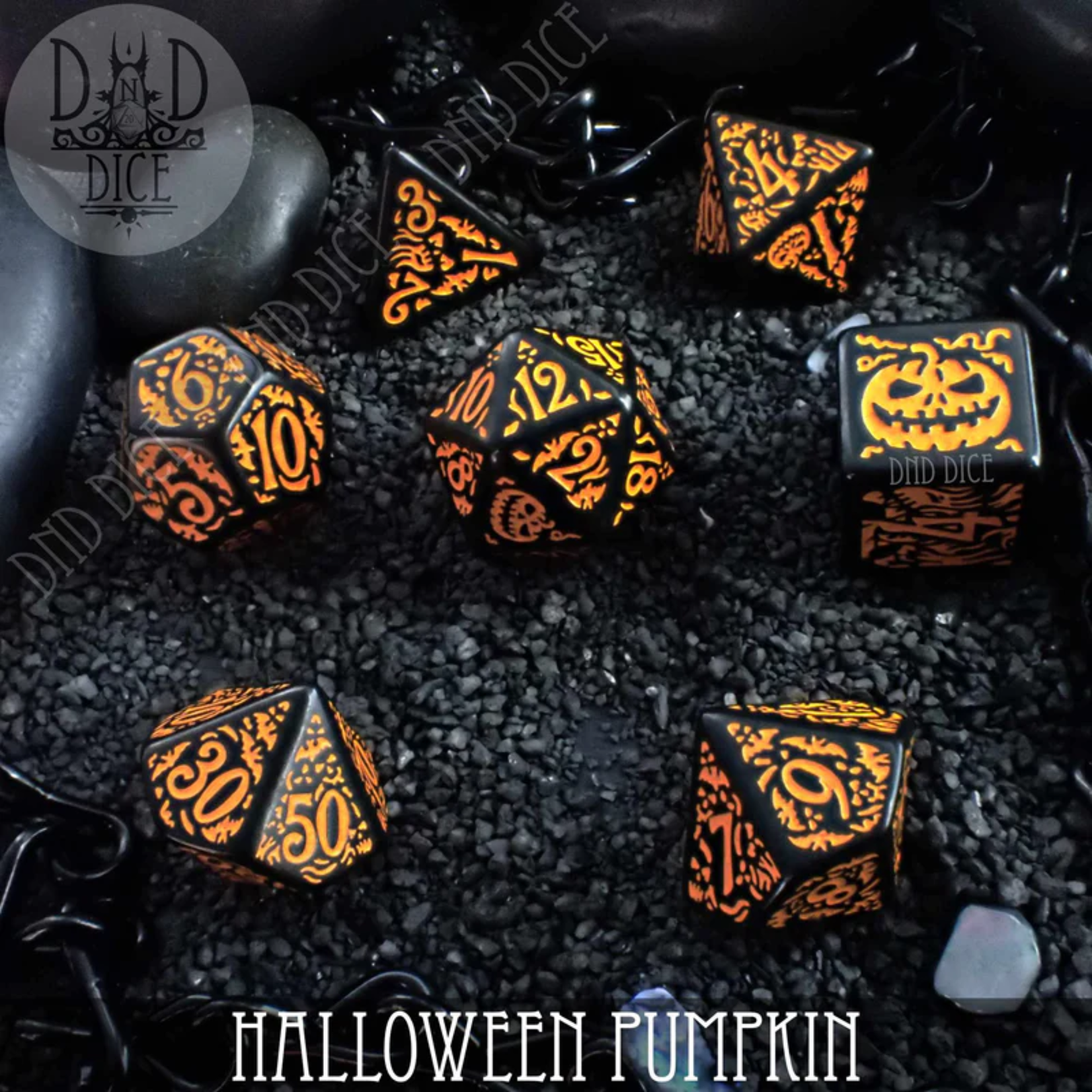 DND Dice DND Dice Halloween Pumpkin Polyhedral 7 die set