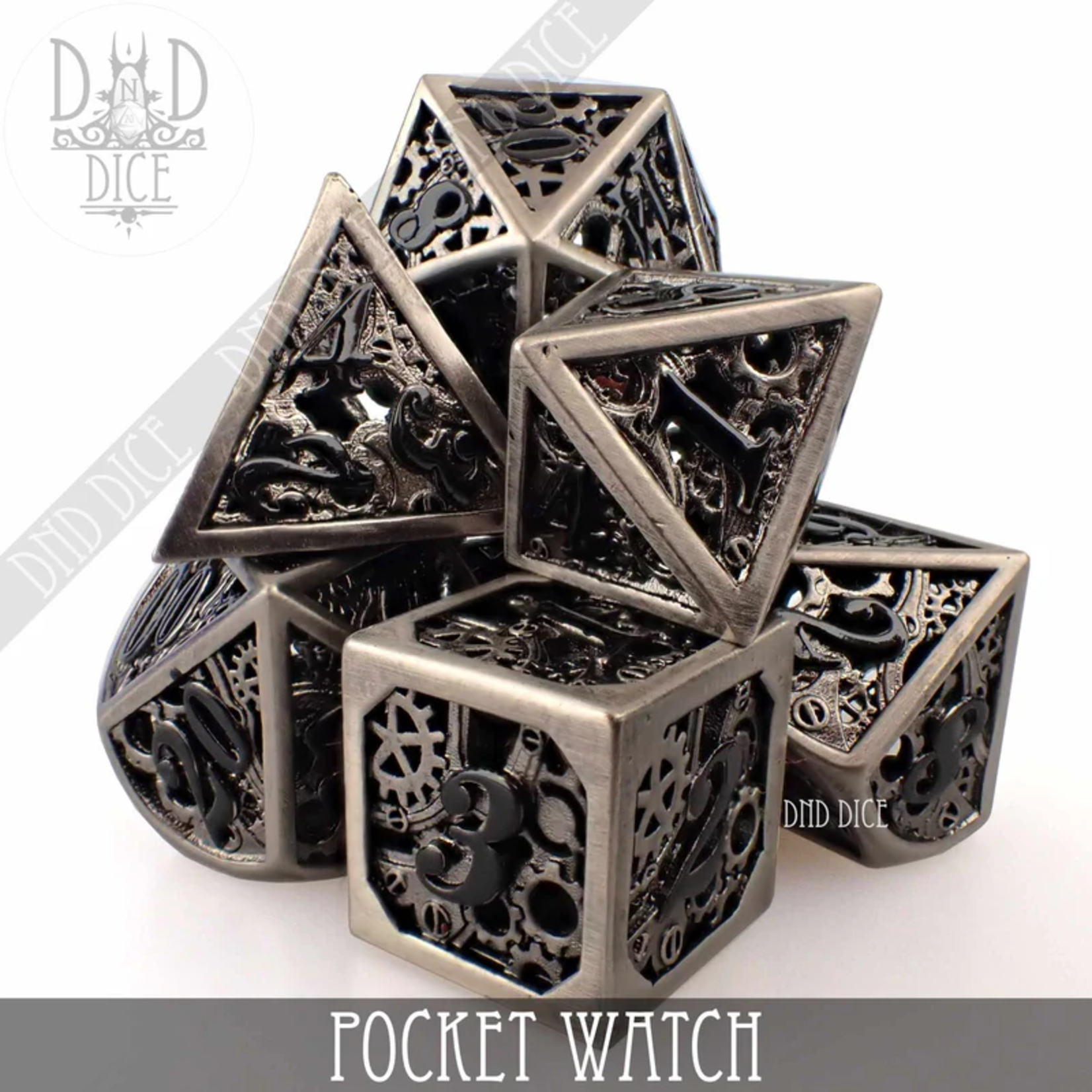 DND Dice DND Dice Pocket Watch Metal Polyhedral 7 die set