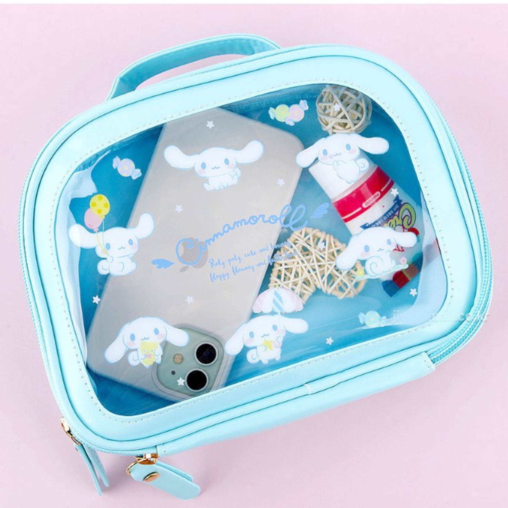 K-Wonderland Sanrio Characters Clear Multi Cosmetic Pouch Organizer Bag Cinnamoroll