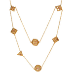 HYMGHO Dragon's Eye 7-die Necklace Gold with Ruby Red Gems
