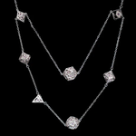 HYMGHO Dragon's Eye 7-die Necklace Silver with Pink Gems
