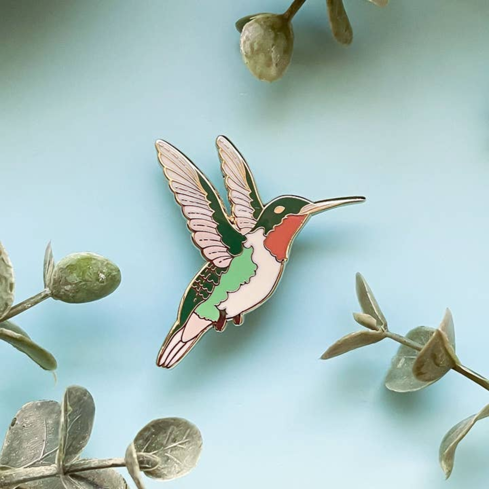 Alum and Ink Ruby-Throated Hummingbird Enamel Pin