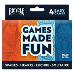US Playing Card Co. Playing Cards Bicycle 4 Easy Games Made Fun Spades Hearts Euchre Solitaire