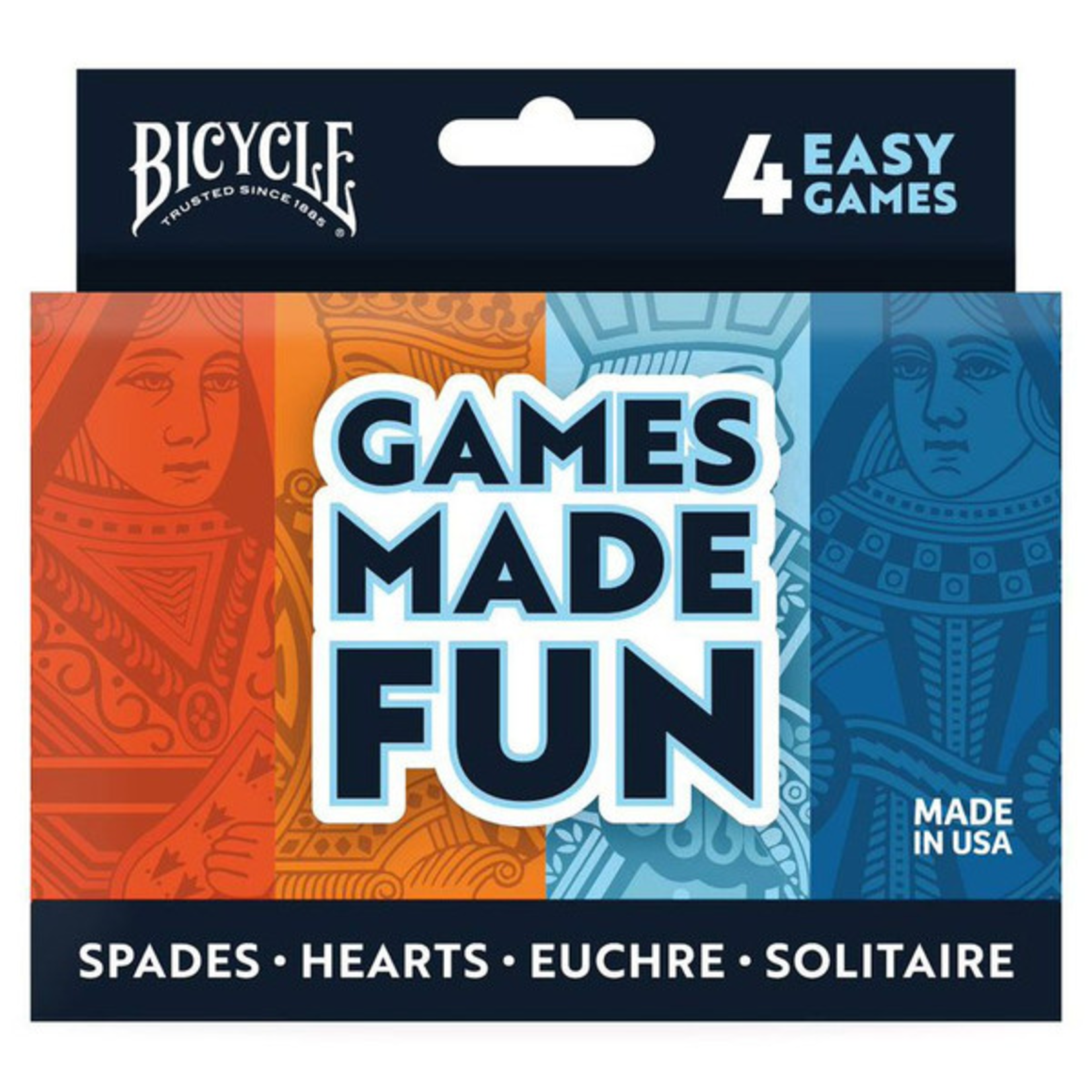 US Playing Card Co. Playing Cards Bicycle 4 Easy Games Made Fun Spades Hearts Euchre Solitaire