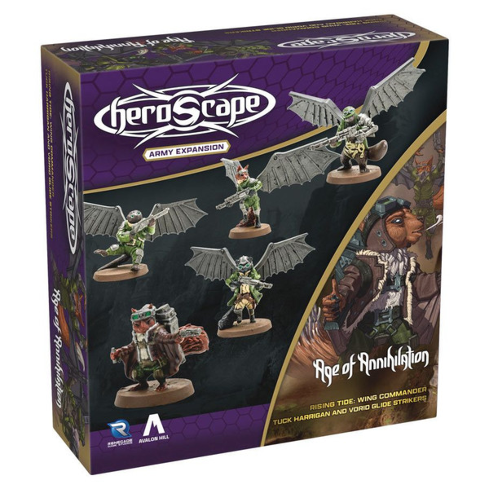 Renegade Game Studios Heroscape Army Expansion Rising Tide Wing Commander Tuck Harrigan and Vorid Glidestrikers