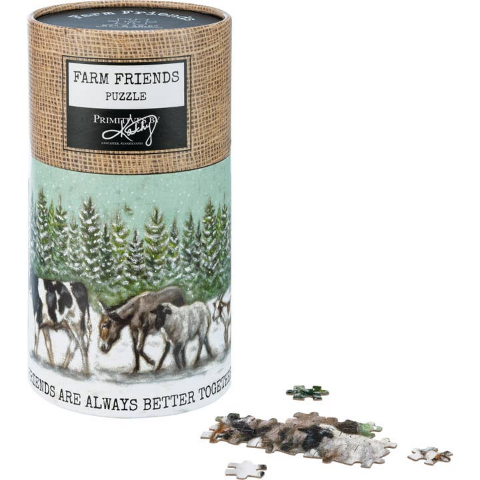 Primitives by Kathy 1000 pc Puzzle Farm Friends Winter Parade