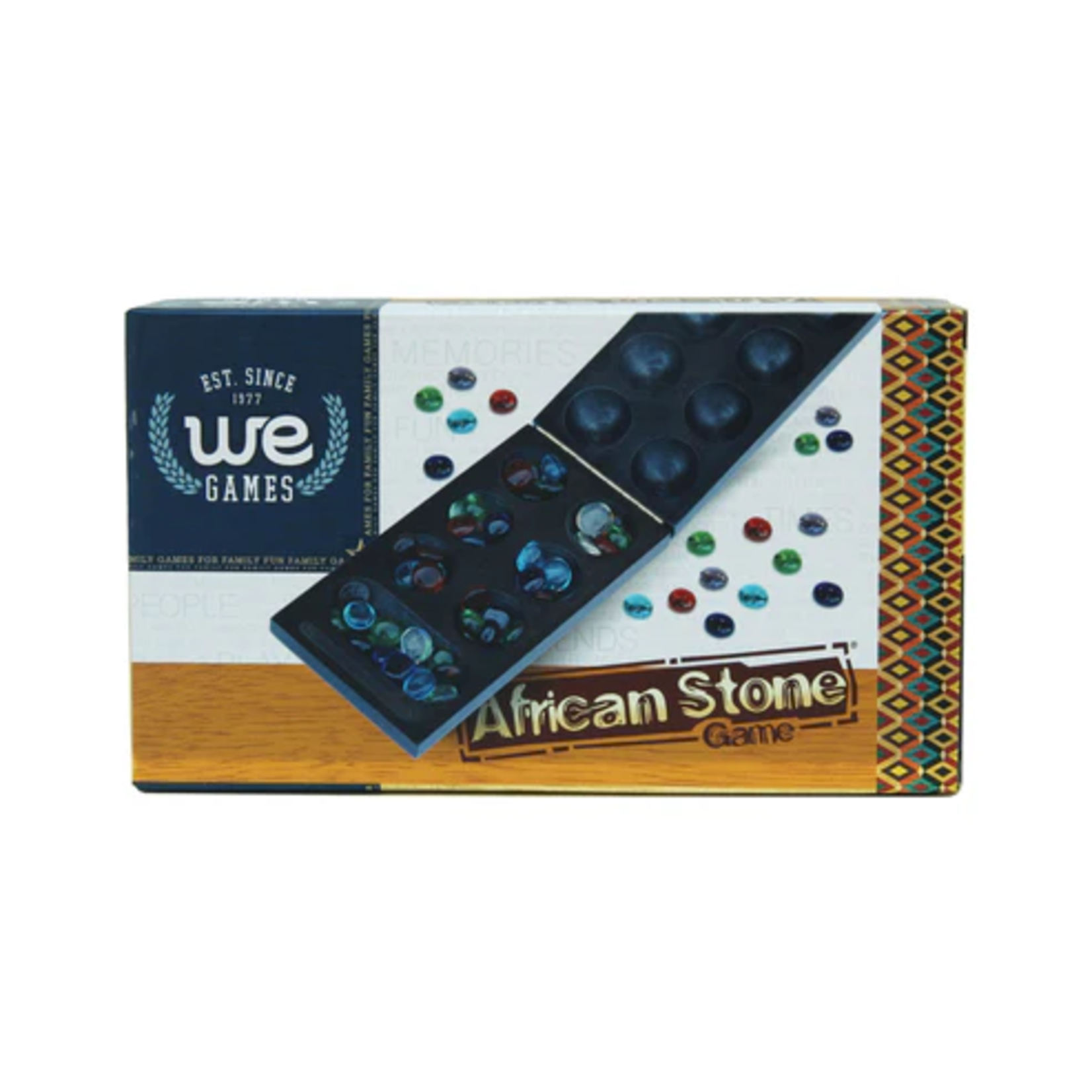 Wood Expressions International African Stone Game Mancala Folding Dark Stained Wood and Glass Stones