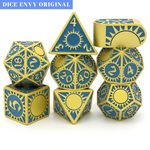 Dice Envy Dice Envy Morninglord Blue w/ Yellow Metal Polyhedral 7 die set