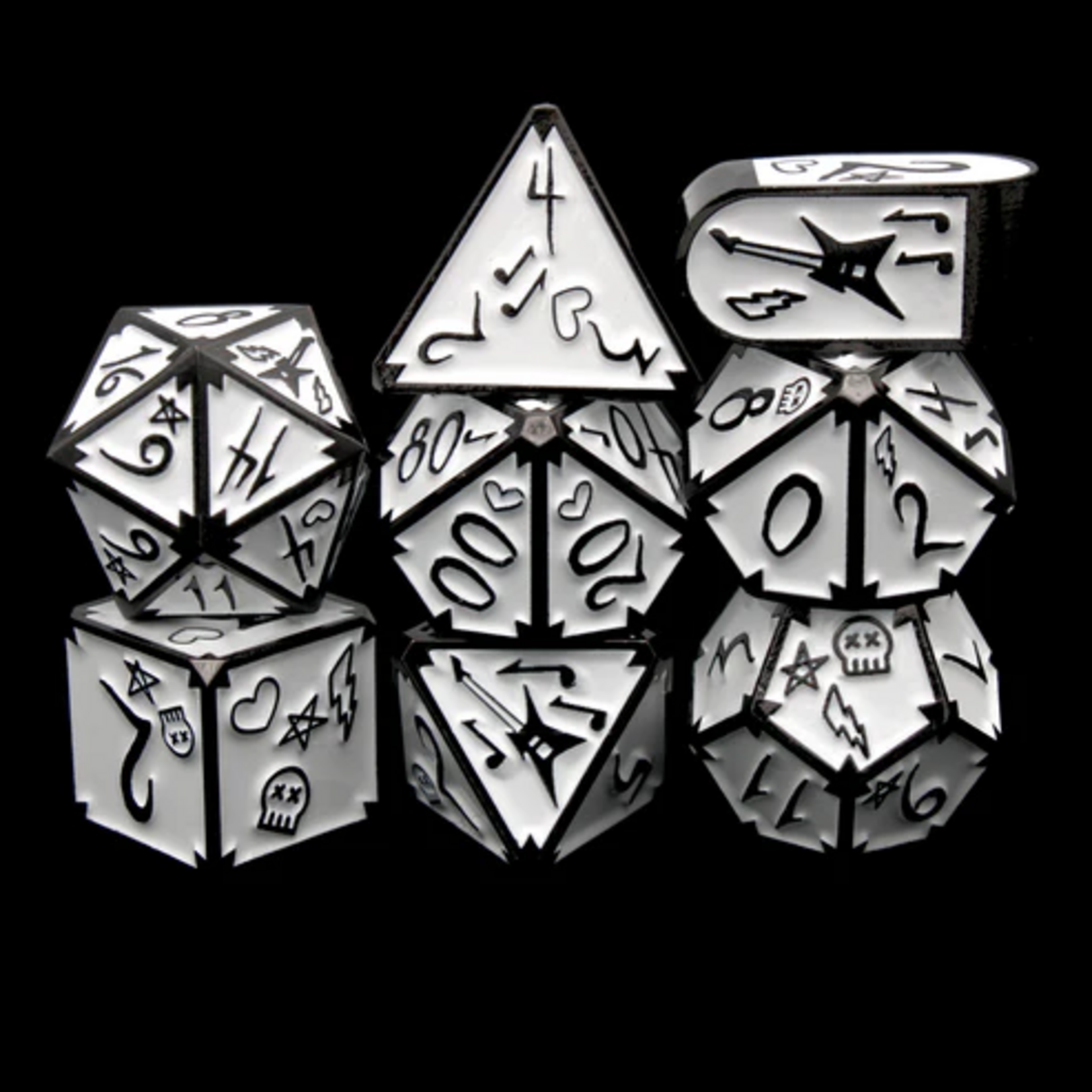 Dice Envy Dice Envy Radio Edit White w/ Black Metal Polyhedral 7 die set