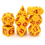 Dice Envy Dice Envy Muenster Slayer Yellow w/ Red Metal Polyhedral 7 die set