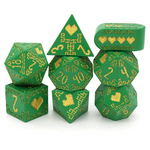 Dice Envy Dice Envy Heart of Courage Green w/ Yellow Metal Polyhedral 7 die set
