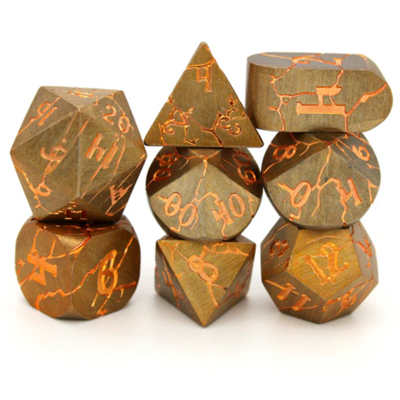 Dice Envy Dice Envy Avernus Furnace Cracked Pewter w/ Copper Metal Polyhedral 7 die set