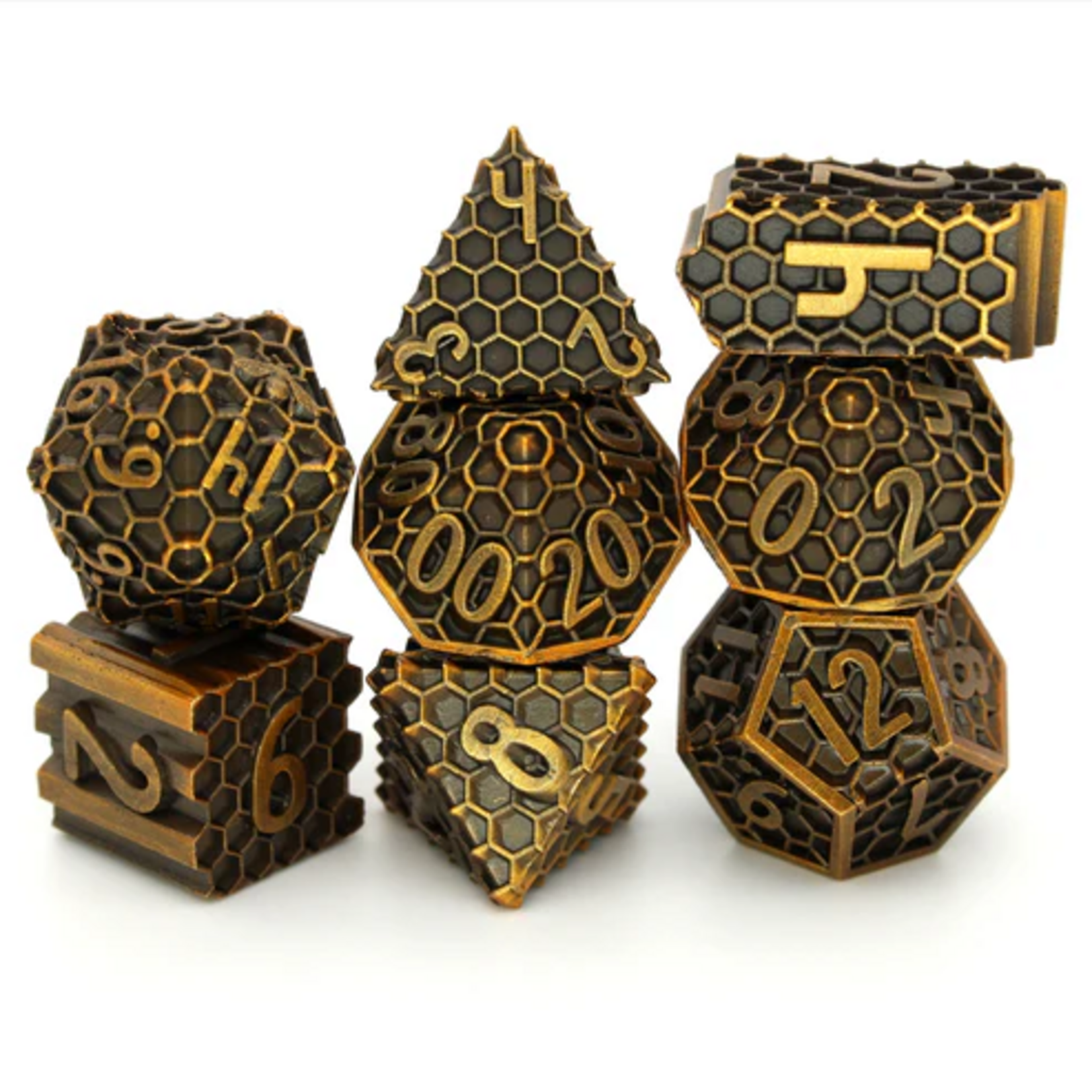 Dice Envy Dice Envy Hive Mind Gold Metal Polyhedral 7 die set