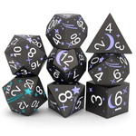 Dice Envy Dice Envy Shooting Stars Black and Purple w/ White Metal Polyhedral 7 die set