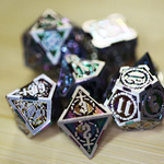 Foam Brain Games Crossed Swords Holographic Sword Metal RPG dice 7 die set