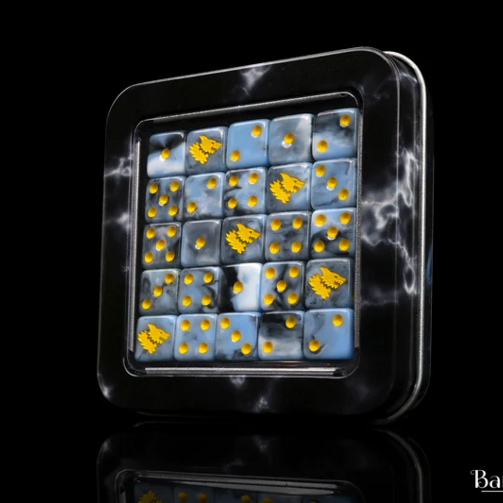 Baron of Dice Baron of Dice Snow Direwolf Dice Square Corner d6 25 ct
