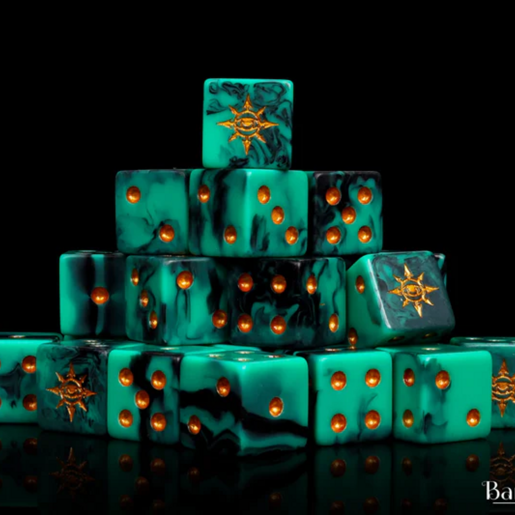 Baron of Dice Baron of Dice Eye of Chaos Aquamarine Dice Square Corner d6 25 ct