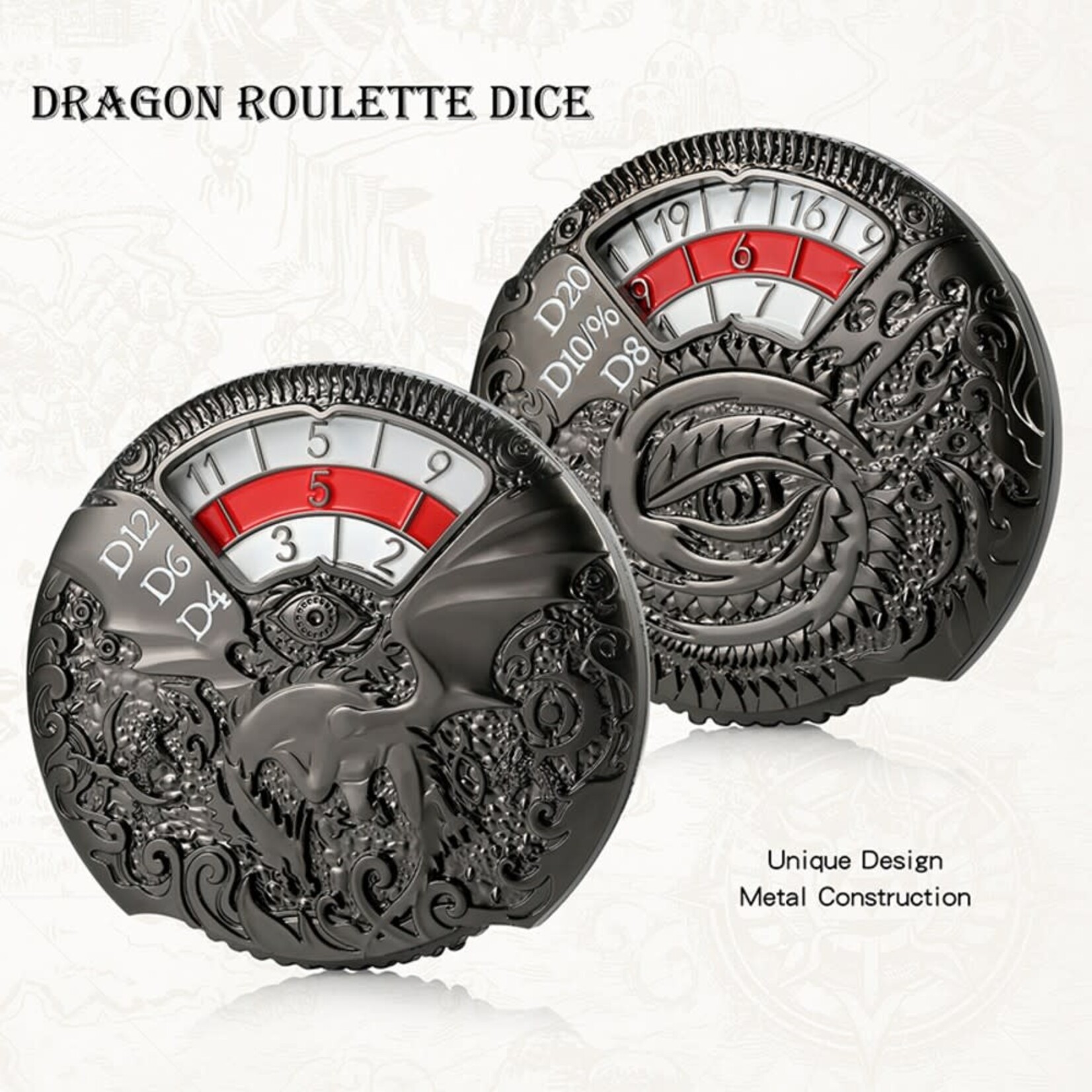 Dice Habit Dragon Roulette Spinner Dice Gunmetal