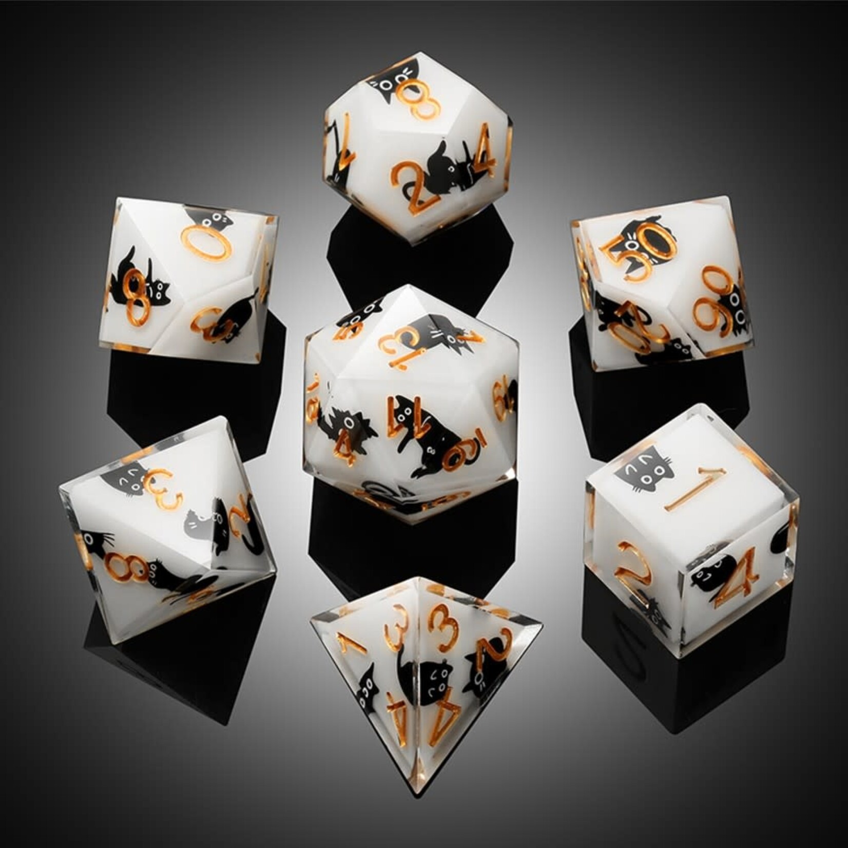 Dice Habit Sharp Edge Playful Kitty Polyhedral 7 die set