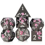 Dice Habit Sakura Night Blossom Pink and Black Metal and Enamel Polyhedral 7 die set
