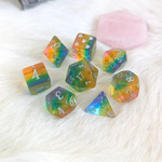 Fennek and Finch Rainbow Heart Polyhedral 8 die set
