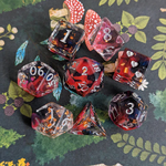 Fennek and Finch Heart Piercer Red Shimmer Polyhedral 8 die set
